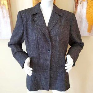 Larry Levine Signature Black Button Front Blazer SZ 18